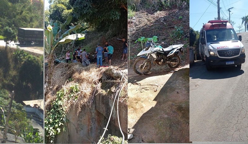 Casal de moto cai em barranco na BR-267, em Guarará