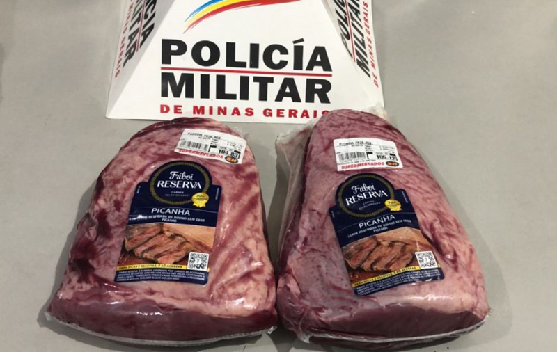 PM prende homem após tentar furtar picanha em supermercado de Muriaé