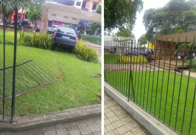 Carro invade praça e, por pouco, não atinge obras de Portinari e Bruno Giorgi