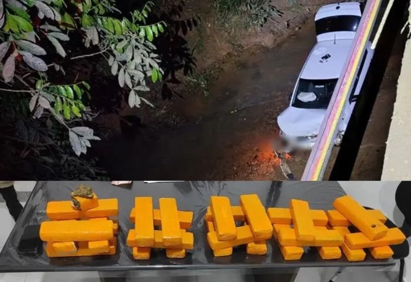 Após perseguição e troca de tiros, policiais apreendem 29 barras de maconha