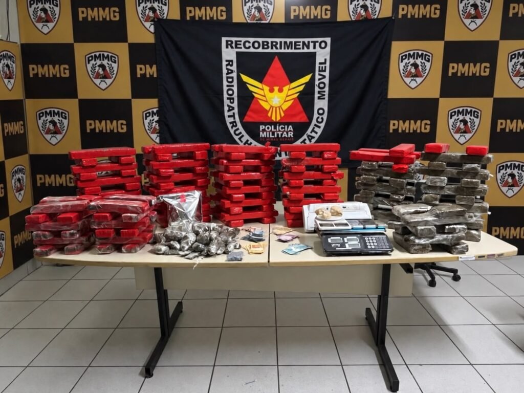 PM apreende 172 barras de maconha e prende dois homens em Ubá