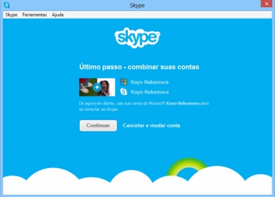 P&aacute;gina inicial do Skype, o substituto do MSN