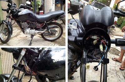 A moto, quando foi encontrada, j&aacute; estava sendo desmontada