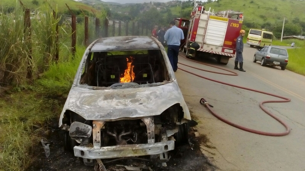 O fogo s&oacute; foi controlado pelo Corpo de Bombeiros de Leopoldina