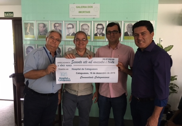 Wilson Crepaldi Júnior recebeu o cheque do vice-prefeito Tita Lima, o empresário Paulo Montes e do vereador Vinicius Machado