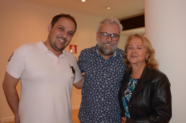 O Secret&aacute;rio de Cultura Fausto Menta com o anfitri&atilde;o, Marco Andrade e a produtora cultural Maria L&uacute;cia Braga, organizadora do Festival de Piacatuba