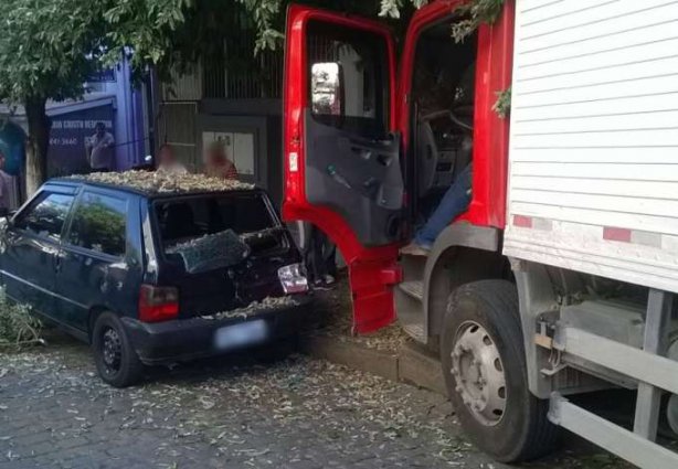 O caminhão só parou depois de se chocar contra uma árvore