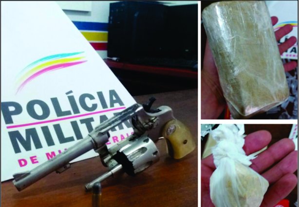 A arma foi encontrada jogada no meio do mato e as drogas estavam enterradas