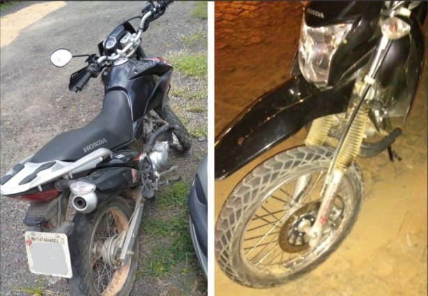 A motocicleta usada no crime foi apreendida pela PM entre os bairros São Sebastião e Marote