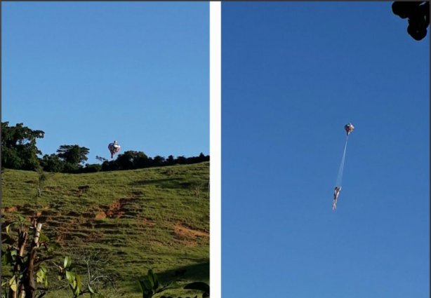 O enorme balão chamou a atenção da população nesta tarde de domingo