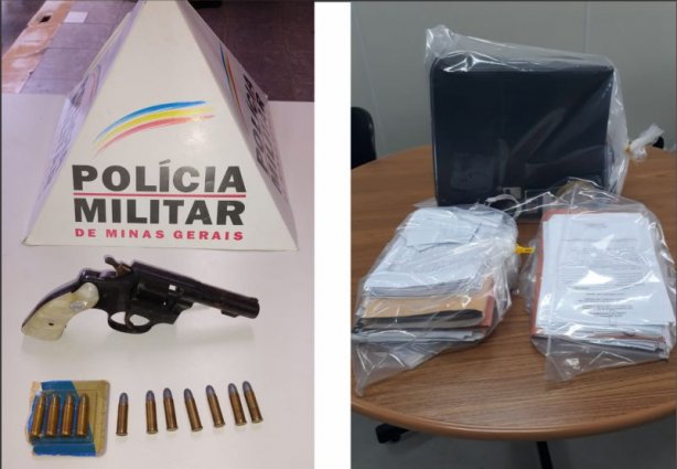 Arma, munição, documentos, computador e um veículo foram apreendidos na casa de suspeito em Cataguases